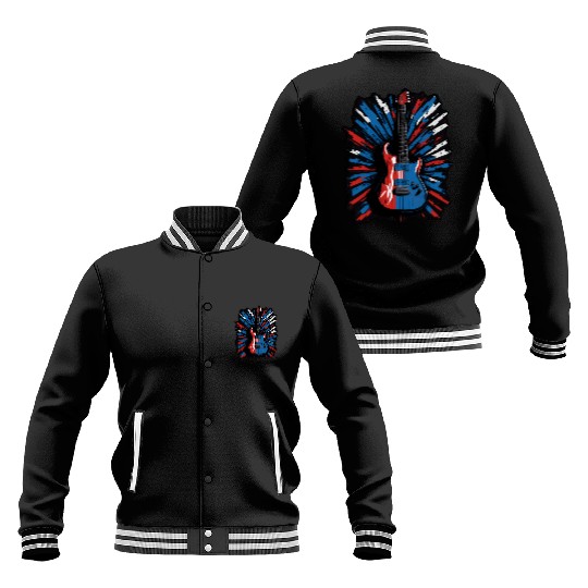 Electric guitar in Union Jack flag colors Baseball Jackets