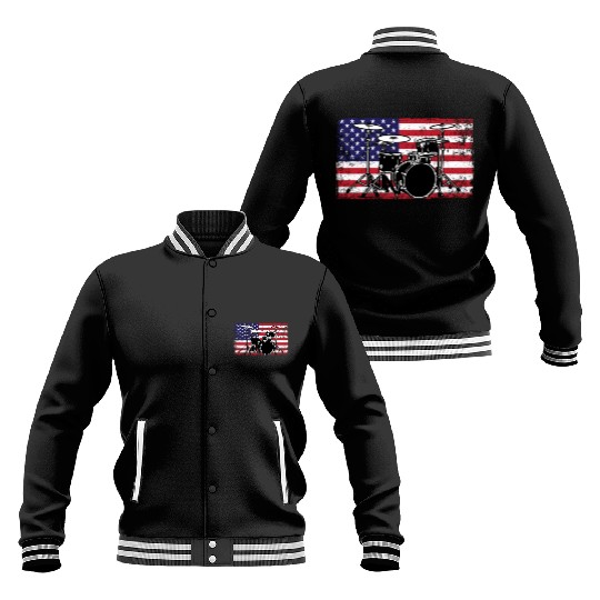 Patriotic 4th of July Drum American Drummer USA Baseball Jackets