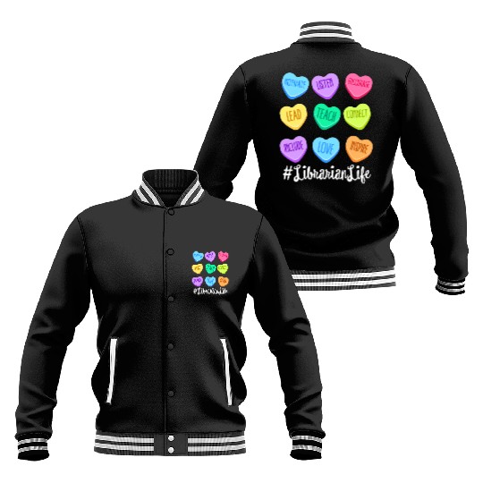 Librarian Life Teacher Valentines Day Pastel Candy Baseball Jackets