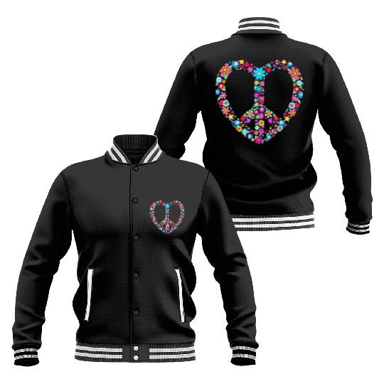 Peace Love 60's 70's Hippie Floral Colorful Costum Baseball Jackets