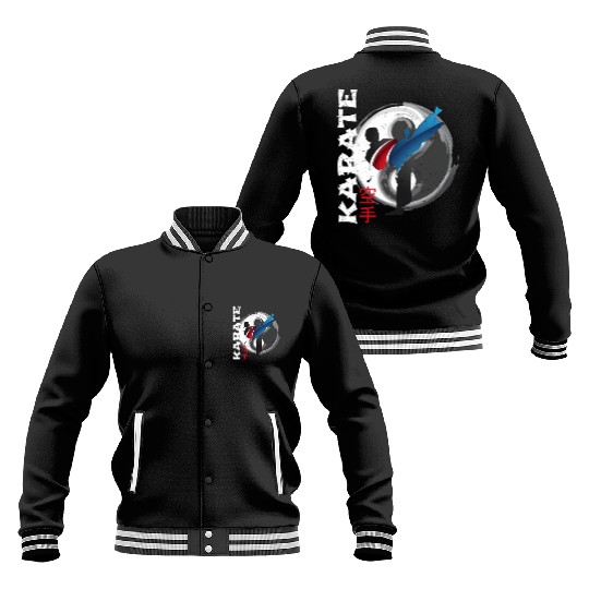 Martial Side Kick Ying Yang Karate Baseball Jackets