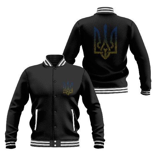 Ukraine Flag And Trident Ukrainian Baseball Jackets