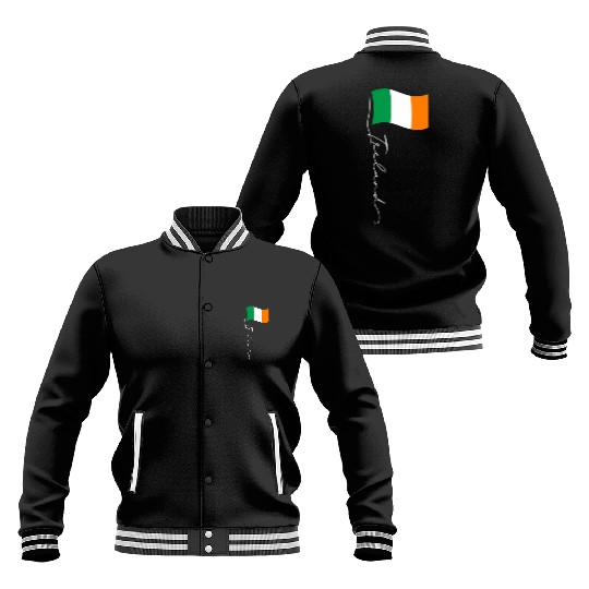 Ireland Signature Flag Pole Elegant Patriotic Baseball Jackets
