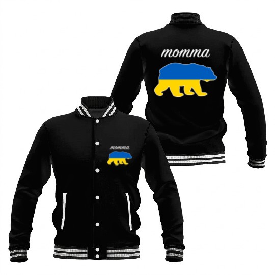 Momma Bear Ukraine Flag Ukrainian Roots Baseball Jackets