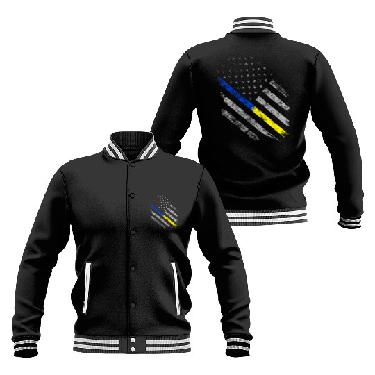 Gold Blue Line 911 Police Dispatcher First Baseball Jackets