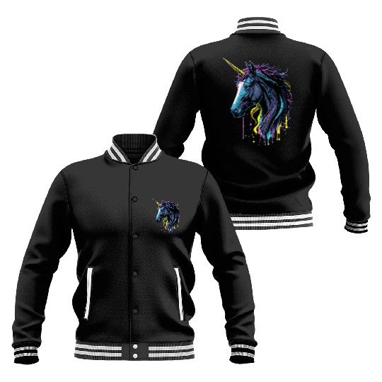 Neon Splash Unicorn Baseball Jackets