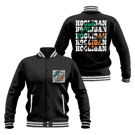 Hooligan Irish Flag Clover Leaf Baseball Jackets