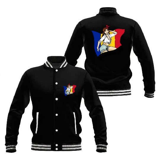 Romanian girl flag design Baseball Jackets