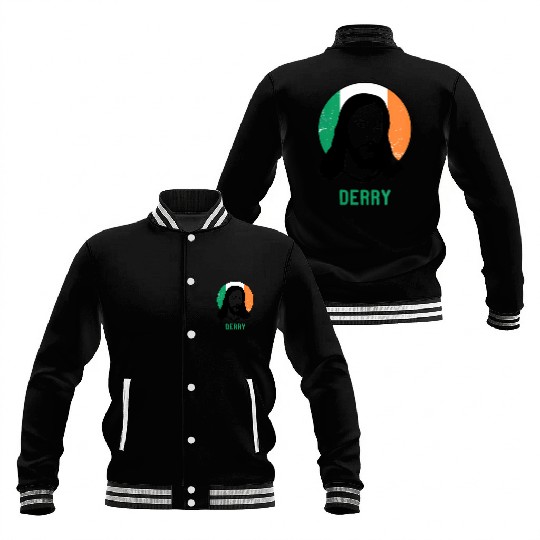 Derry Ireland Flag Jesus St Patricks Day Baseball Jackets