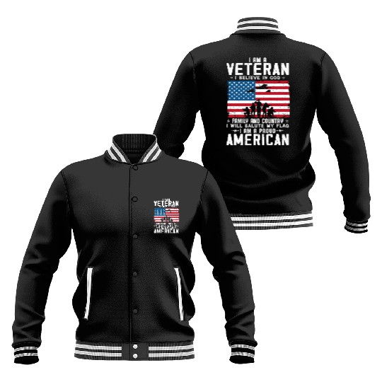 I Am A Proud American Veteran Baseball Jackets