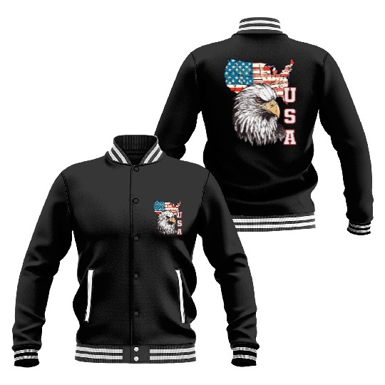 gift idea bald eagle american flag Baseball Jackets