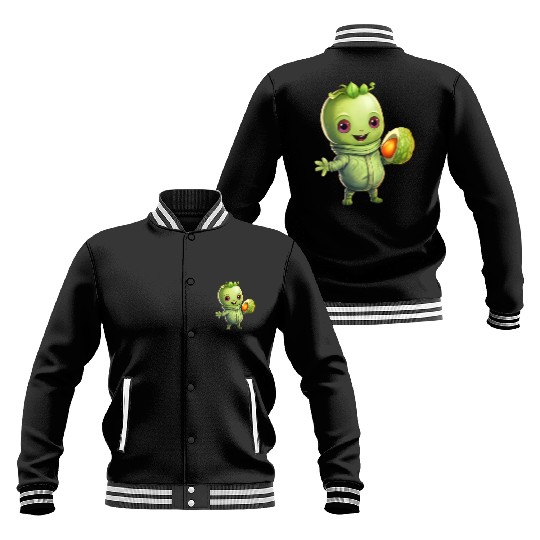 Green Alien Meets Avocado: Healthy Extraterrestria Baseball Jackets