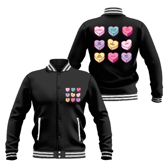 Sassy Anti Valentines Day Conversation Candy Baseball Jackets
