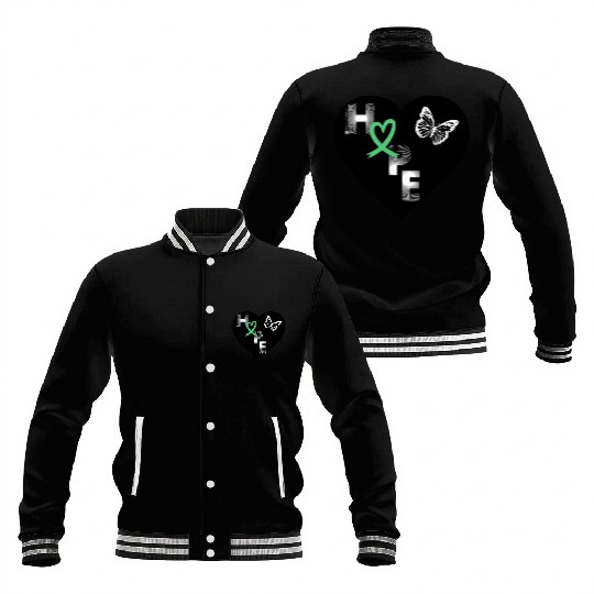 Liver Cancer Hope & Butterfly Heart Grn/White/Blk Baseball Jackets