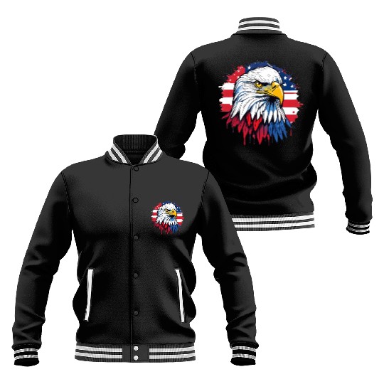 American flag and majestic eagle Baseball Jackets