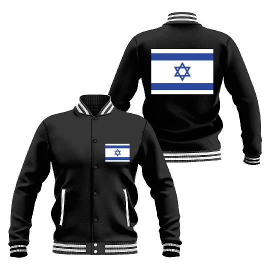 Israeli Flag with Star of David Design Baseball Jackets