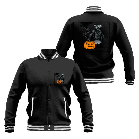 A Monstrous Pumpkin Shrouded in Black Smoke Baseball Jackets