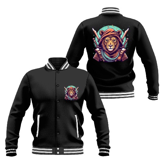 Artistic lion ninja warrior Baseball Jackets