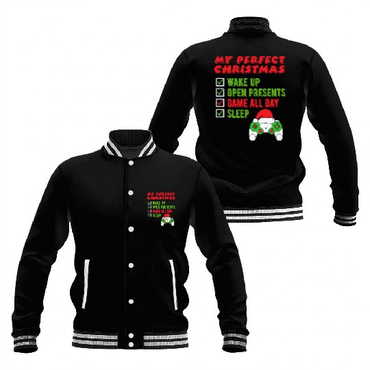 Gaming My Perfect Christmas Game All Day Santa Baseball Jackets