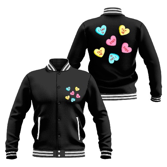 Sweet Candy Hearts Valentines Day Baseball Jackets