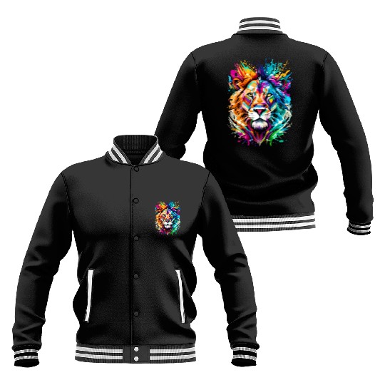 Lion Head Colourful - Cute Lion - Zodiac Sign Leo Baseball Jackets
