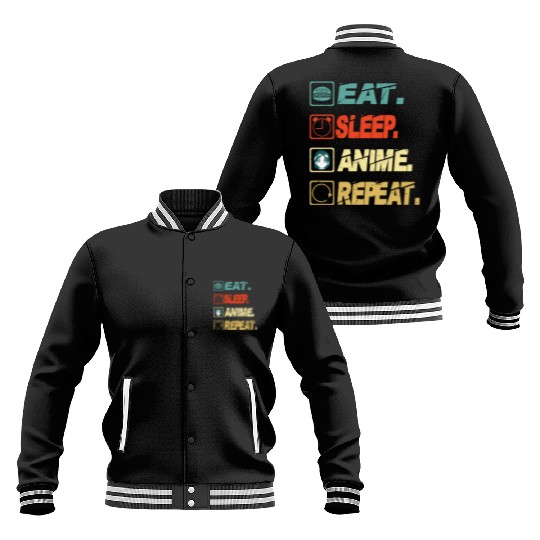 Eat Sleep Anime Repeat Ramen Kawaii Japanese Manga Baseball Jackets