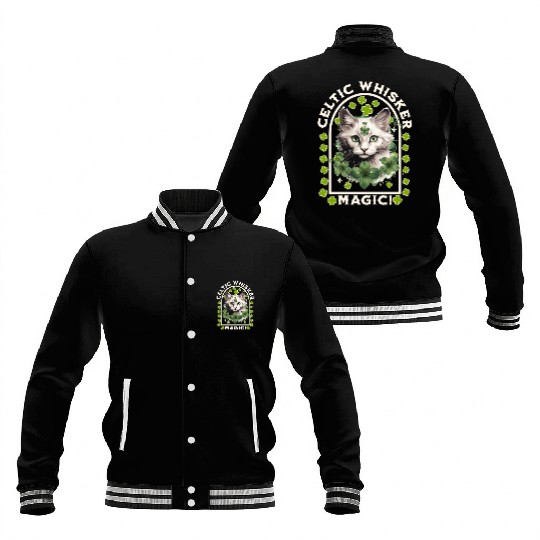 CELTIC WHISKER MAGIC Feline Kitty Design Baseball Jackets