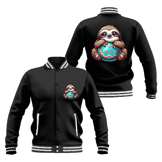 Easter Sloth: Embrace and Easter Egg Baseball Jackets