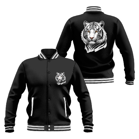 Siberian Stare - Monochrome Tiger Essence Baseball Jackets