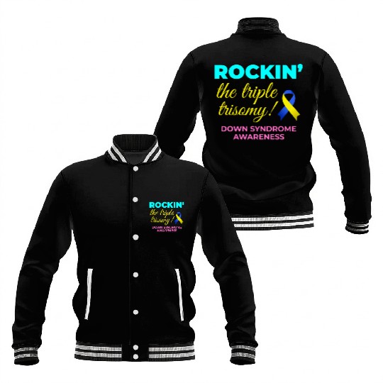 Down Syndrome Awareness Triple Trisomy Rock Baseball Jackets