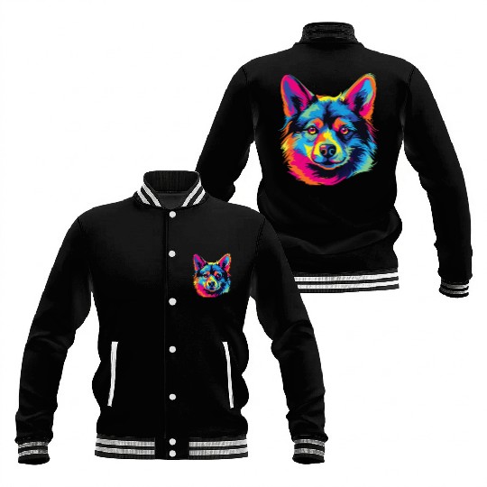 Watercolor Colorful Swedish Vallhund Baseball Jackets