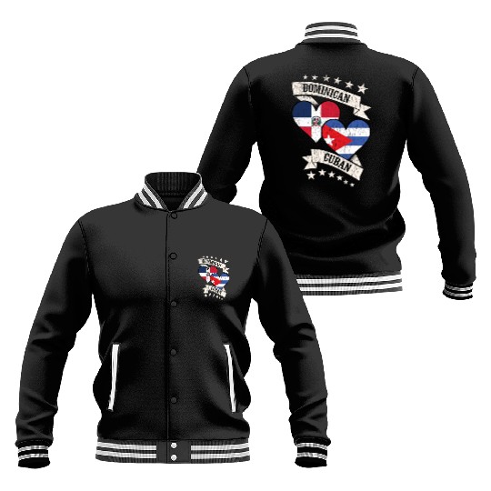 Dominican Cuban Heart Flags Dominican Republic Cub Baseball Jackets