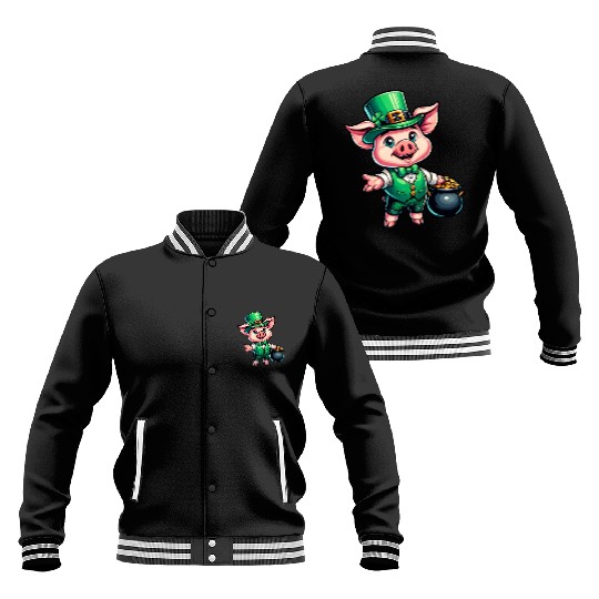 Cute St. Patrick's Piglet Baseball Jackets