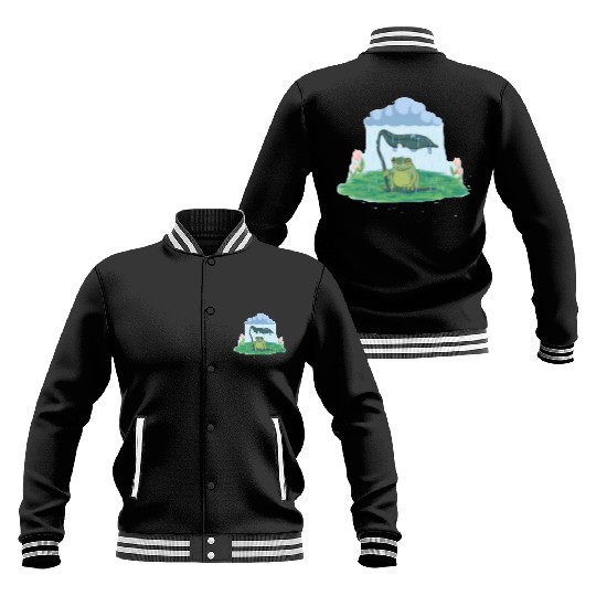 Frog on a rainy day Baseball Jackets