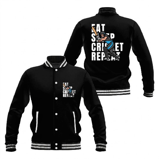 Eat Sleep Cricket Repeat Baseball Jackets