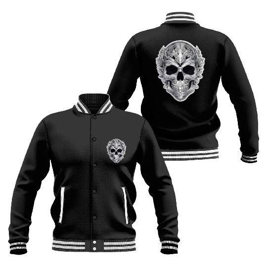 Mexican tribal silver metallic skull Baseball Jackets