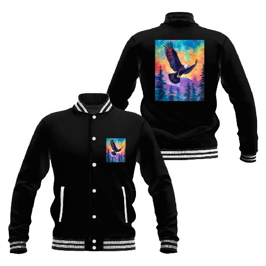Majestic Eagle Silhouette: Freedom's Colors Baseball Jackets