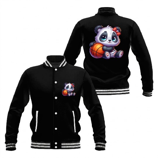 Cute Baby Panda's Basketball Adventures Baseball Jackets
