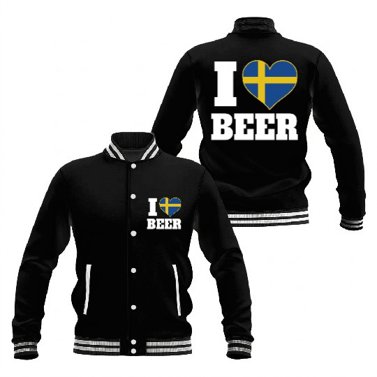 I Love Beer And Sweden Patriotic Expression Baseball Jackets