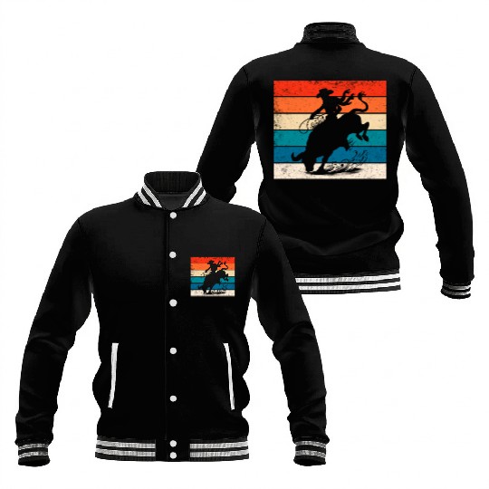 Bull Riding Rodeo Bull Riders Western Ranch Retro Baseball Jackets