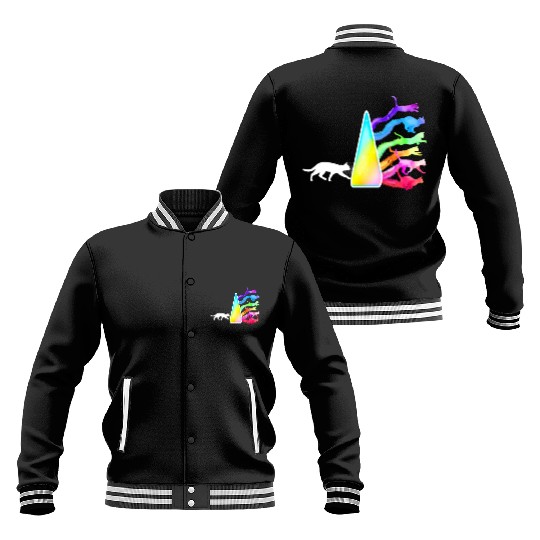 Funny Science Nerd, Geek Cat Physics Rainbow Baseball Jackets