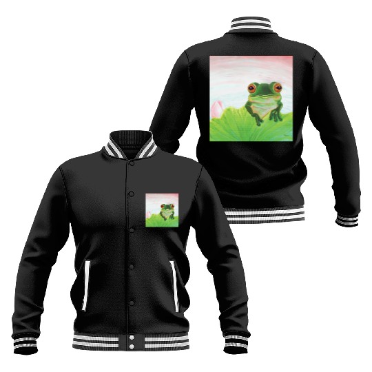 Green Frog Relaxing in the Pond Baseball Jackets