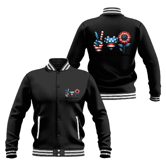 Peace Love America Baseball Jackets
