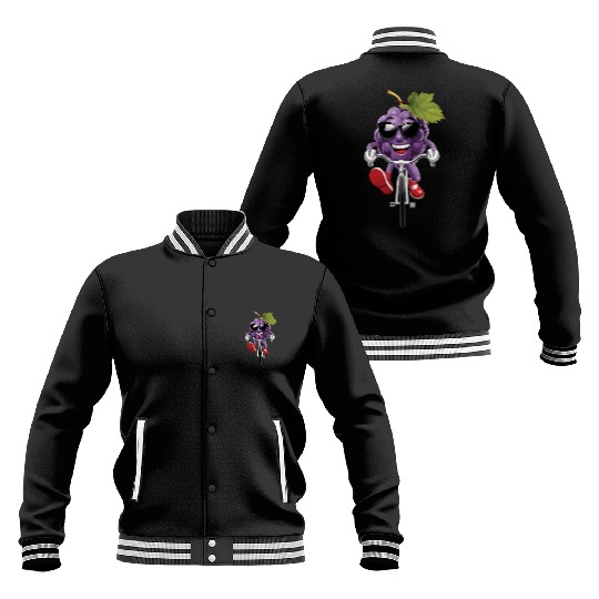 Grapes Cycling On Bike Realistic Baseball Jackets