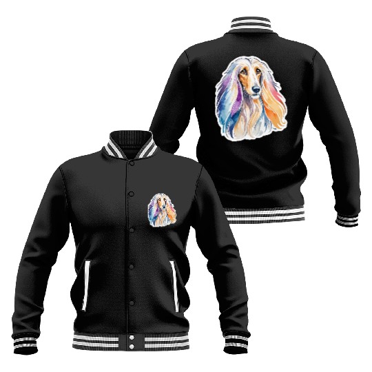 Afghan Hound Dog Watercolor Baseball Jackets