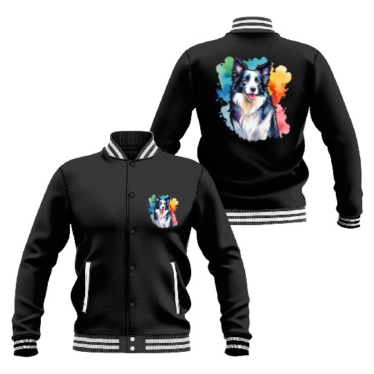 Border Collie Watercolor Baseball Jackets