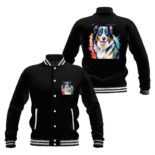 Border Collie Watercolor Baseball Jackets