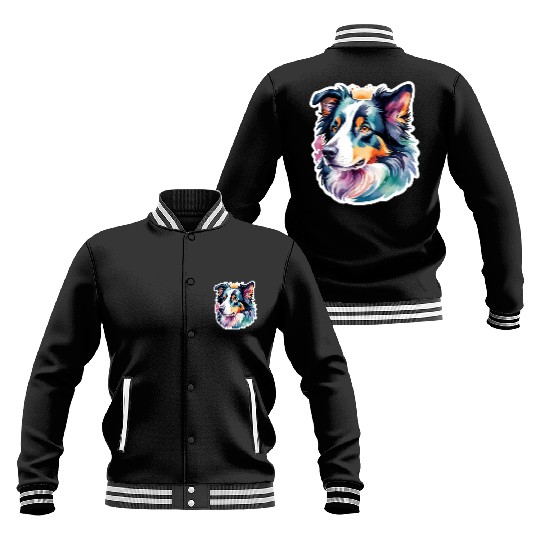 Border Collie Watercolor Baseball Jackets