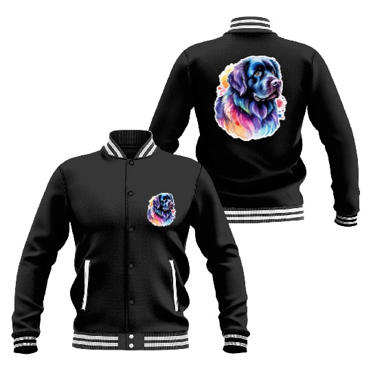 Newfoundland Dog Watercolor Baseball Jackets