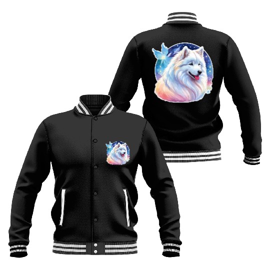 Samoyed Dog Watercolor Baseball Jackets